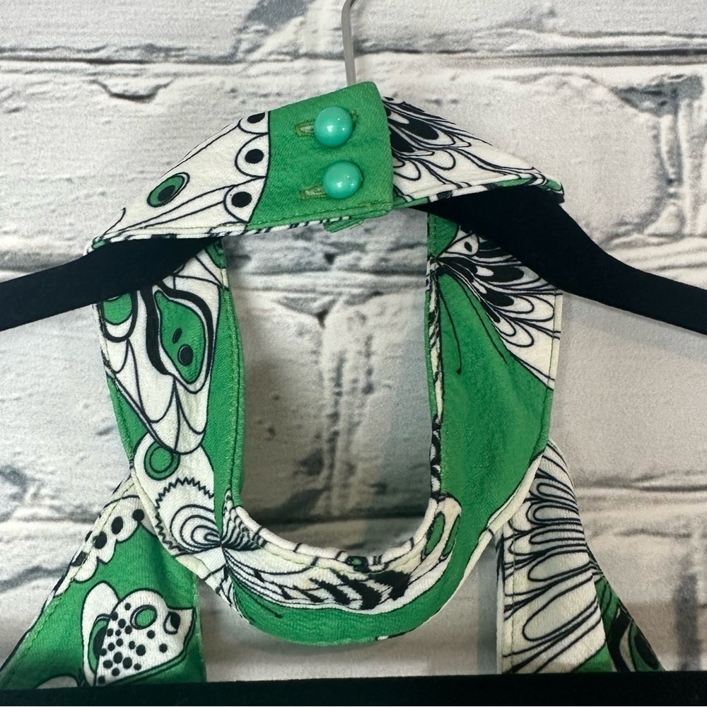 Unique Vintage Smak Parlour Butterfly Halter Flare Jumpsuit Green Medium 6/8 70s - Picture 6 of 13